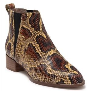New! MADEWELL Cara Snakeskin Embossed Leather Chelsea Boot- Burnt Clay